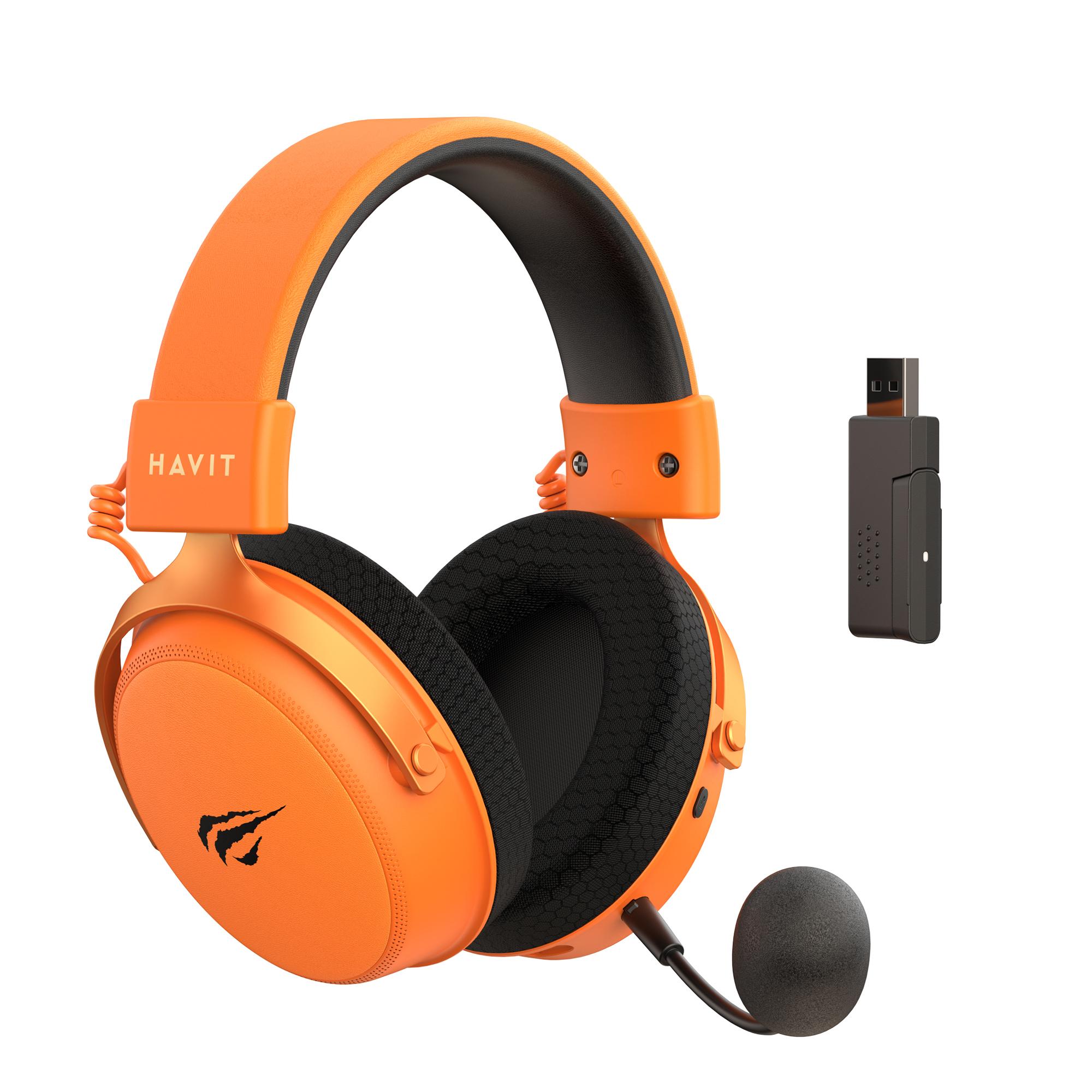Бездротові ігрові навушники HAVIT H2015 Pro Black+Orange — фото 2 з 9
