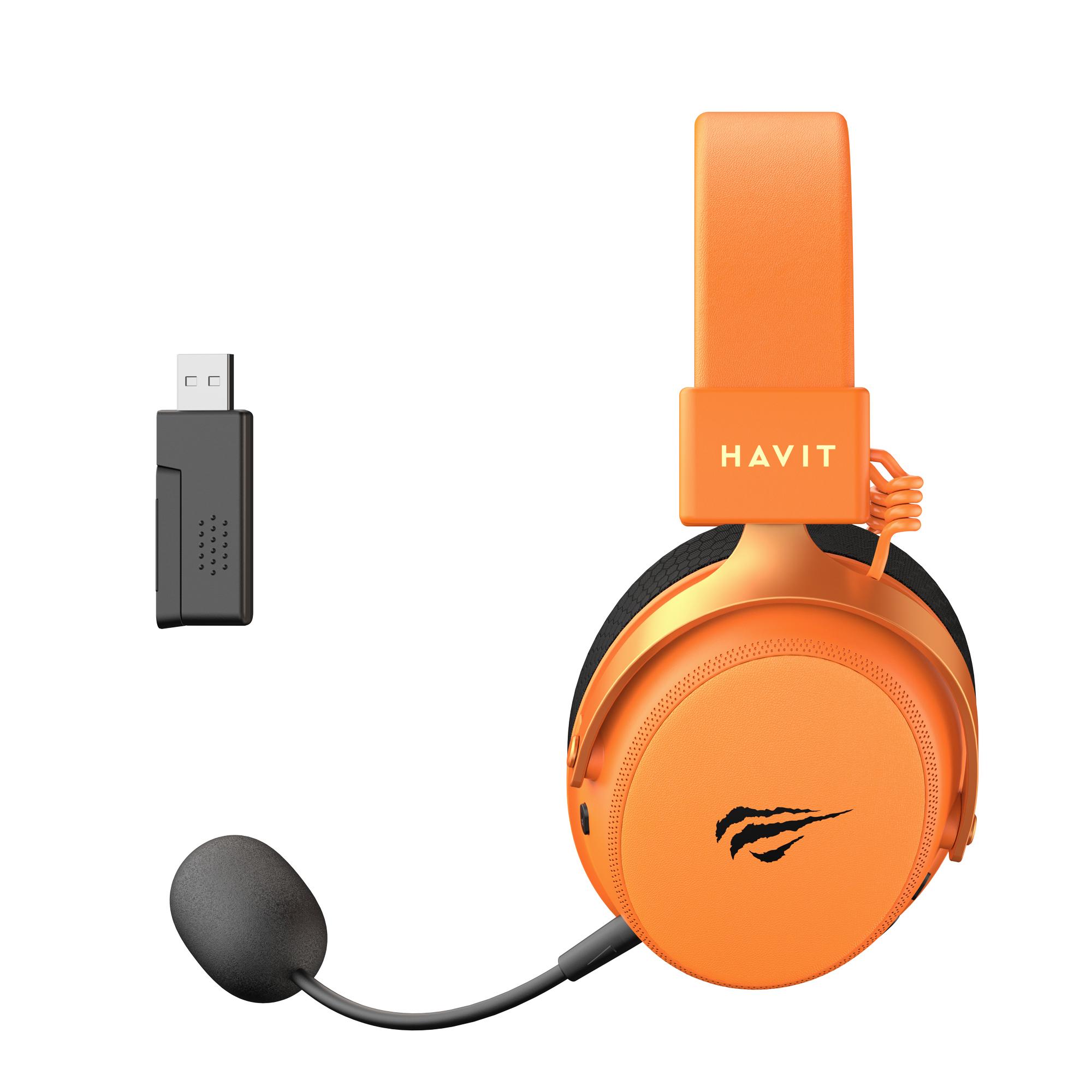 Бездротові ігрові навушники HAVIT H2015 Pro Black+Orange — фото 4 з 9
