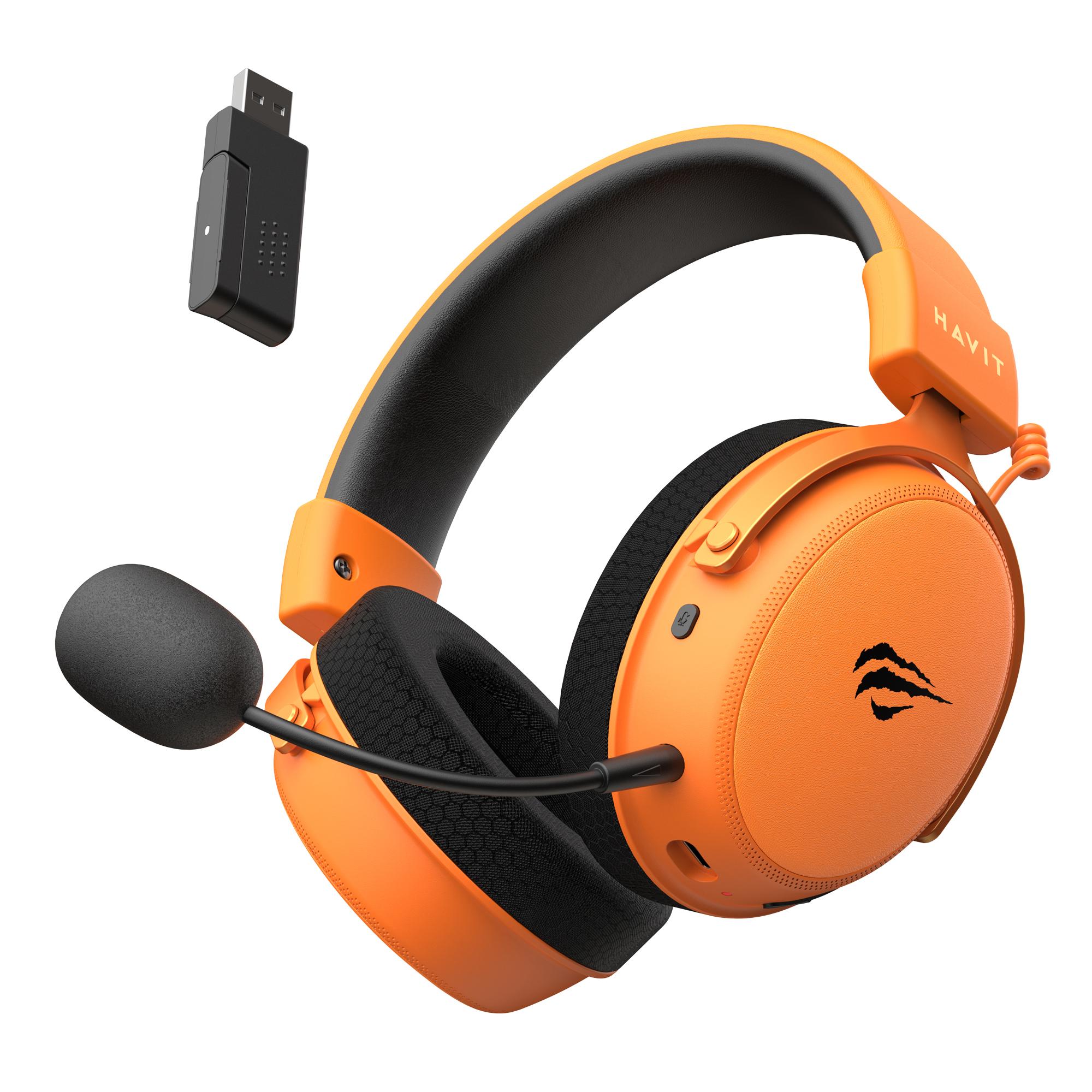 Бездротові ігрові навушники HAVIT H2015 Pro Black+Orange — фото 5 з 9