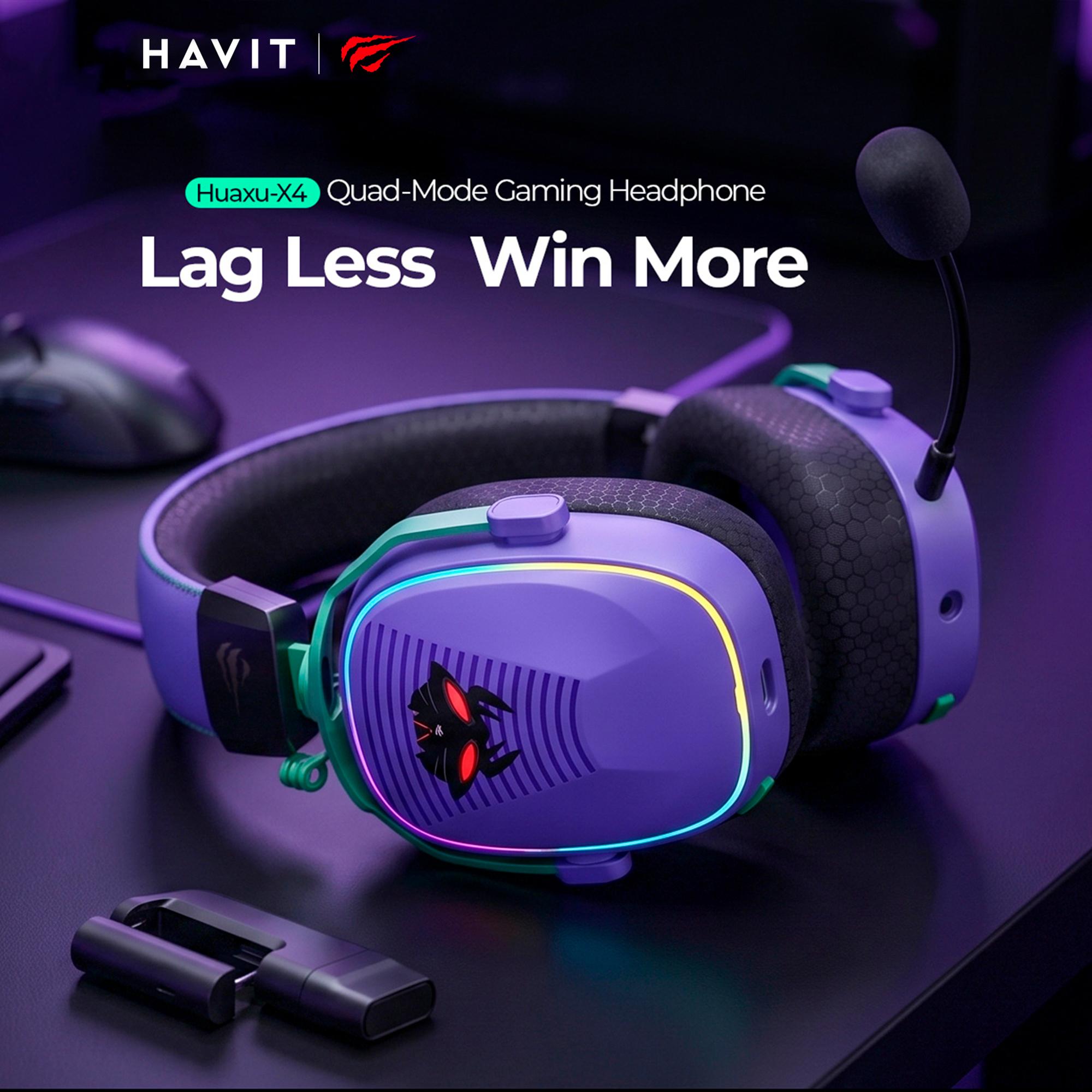 Бездротові ігрові навушники HAVIT Huaxu-X4 Purple+Black — фото 12 з 12
