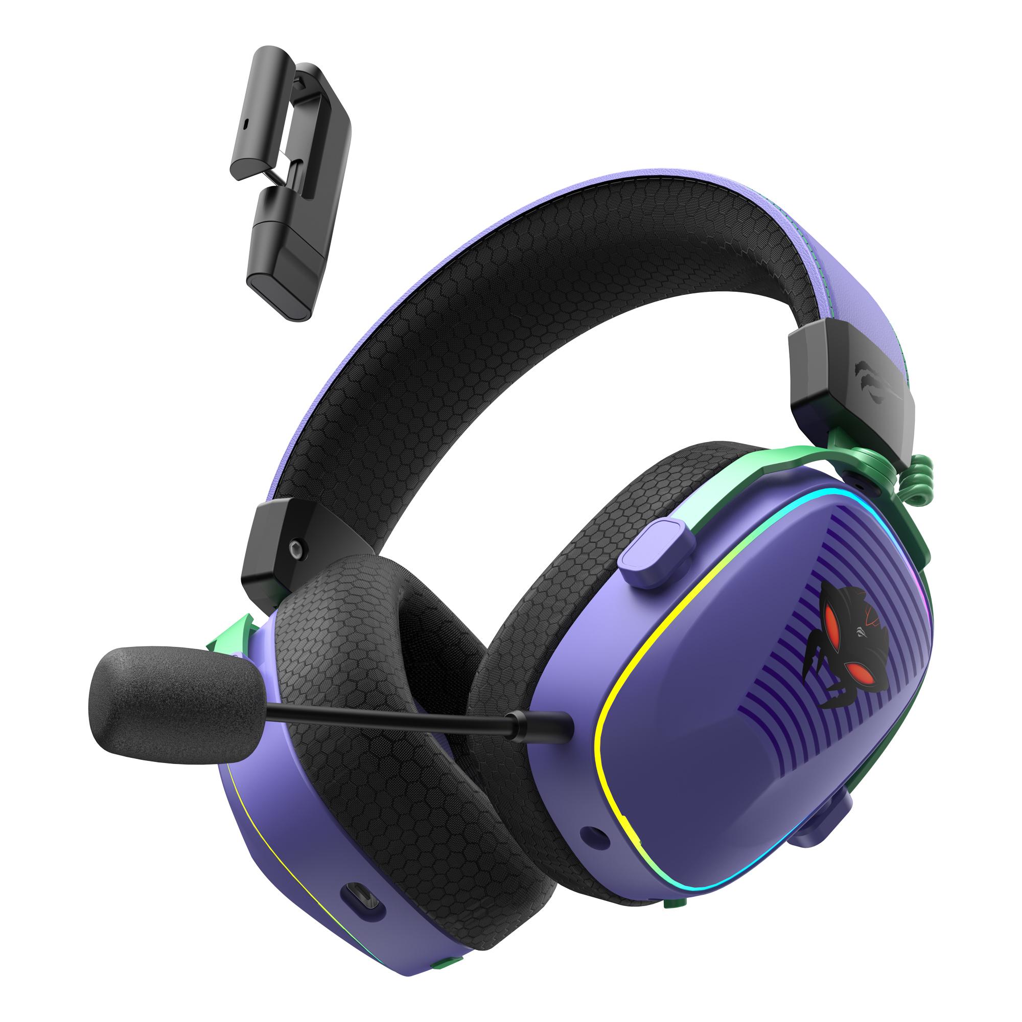 Бездротові ігрові навушники HAVIT Huaxu-X4 Purple+Black — фото 7 з 12