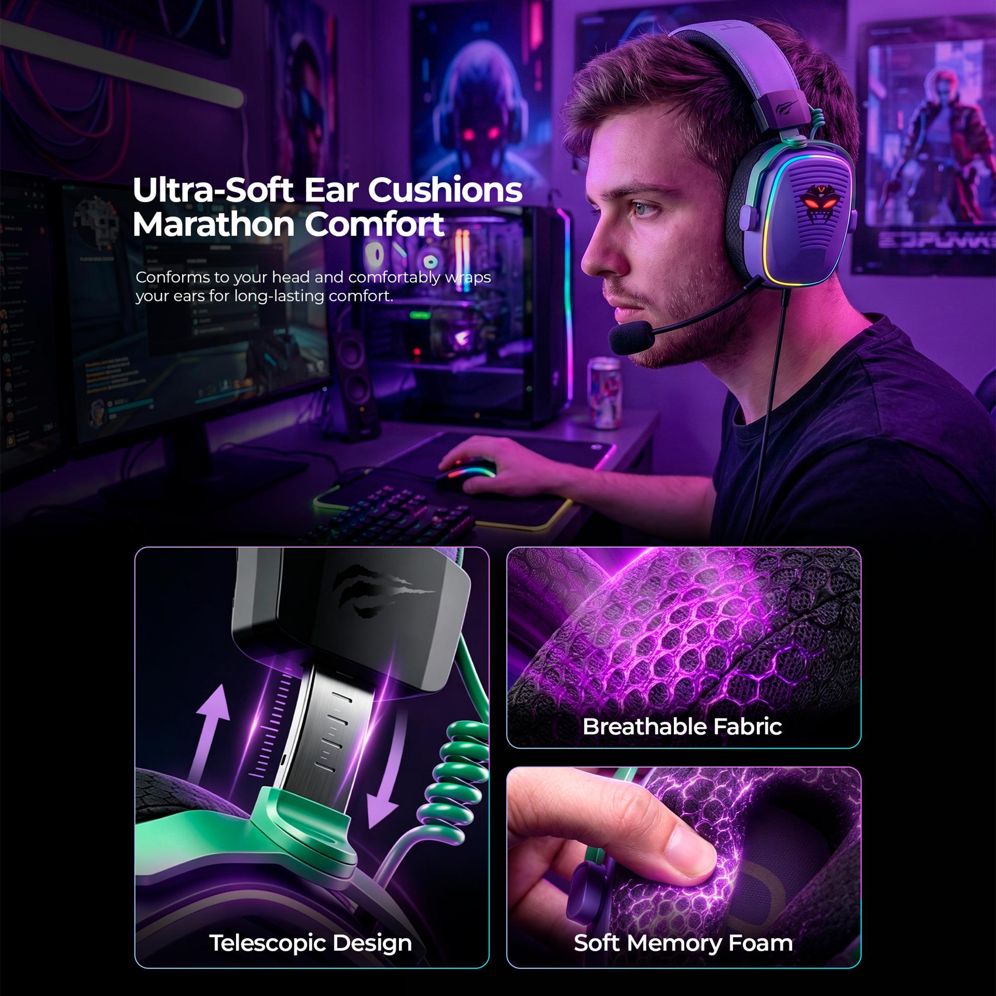 Бездротові ігрові навушники HAVIT Huaxu-X4 Purple+Black — фото 9 з 12