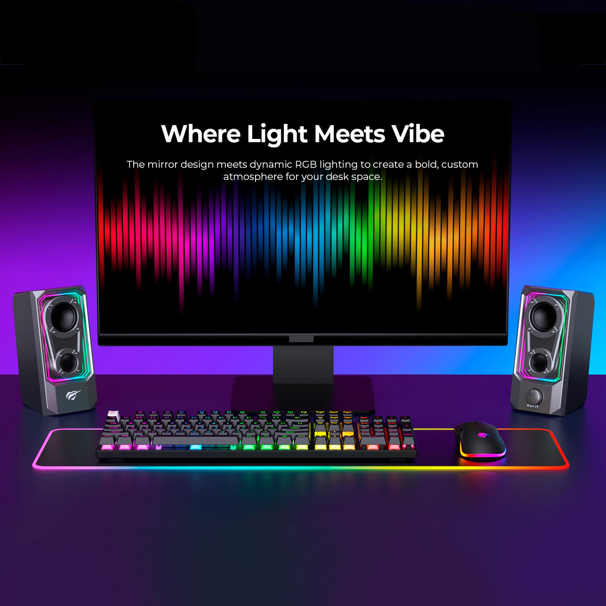 Стерео колонки ігрові HAVIT SK219 6W USB+BT RGB Black+Gray — фото 8 з 8
